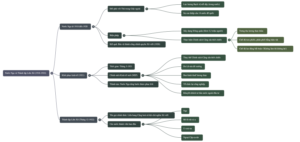 Mind Map - Sơ đồ tư duy bài Nga và Liên Xô